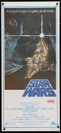 2d093 STAR WARS second printing Aust daybill 1977 George Lucas classic epic, art by Tom Jung!