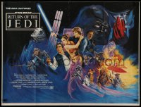 2d358 RETURN OF THE JEDI British quad 1983 George Lucas' classic, action artwork by Josh Kirby!