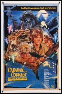 2d426 CARAVAN OF COURAGE style B int'l 1sh 1984 An Ewok Adventure, Star Wars, art by Drew Struzan!
