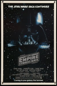 2d194 EMPIRE STRIKES BACK studio style advance 1sh 1980 George Lucas, Darth Vader head in space!