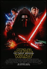 2d481 FORCE AWAKENS int'l advance DS 1sh 2015 Star Wars: Episode VII, montage with Kylo Ren!