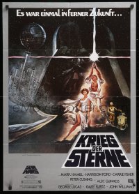 2d118 STAR WARS German R1980s George Lucas sci-fi epic, classic artwork by Tom Jung!