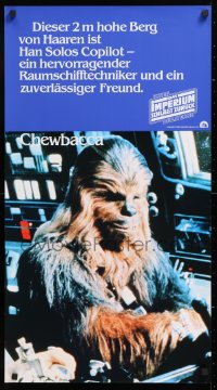2d289 EMPIRE STRIKES BACK German 18x33 1980 George Lucas classic, great image of Chewbacca!