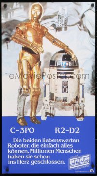 2d293 EMPIRE STRIKES BACK German 18x33 1980 George Lucas, great portrait of C-3PO & R2-D2!