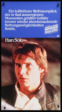 2d290 EMPIRE STRIKES BACK German 18x33 1980 George Lucas classic, great image of Han Solo!