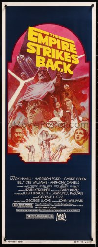 2d212 EMPIRE STRIKES BACK insert R1982 George Lucas classic, cool montage art by Tom Jung!