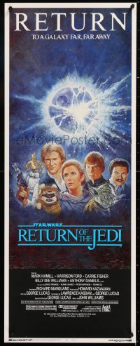 2d324 RETURN OF THE JEDI insert R1985 George Lucas classic, Mark Hamill, Ford, Tom Jung art!