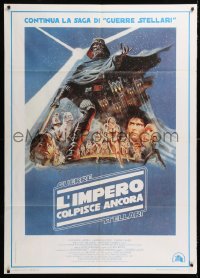 2d271 EMPIRE STRIKES BACK Italian 1p 1980 George Lucas classic, great montage art by Tom Jung!
