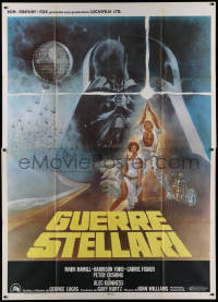 2d111 STAR WARS Italian 2p R1980s George Lucas classic sci-fi epic, great art by Tom Jung!