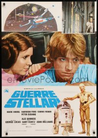 2d114 STAR WARS Italian 27x38 pbusta 1977 George Lucas classic epic, Luke, Leia, C-3PO & R2-D2!