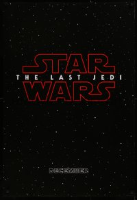 2d497 LAST JEDI teaser DS 1sh 2017 black style, Star Wars, Hamill, classic title treatment in space!