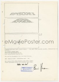 2d248 EMPIRE STRIKES BACK signed storyboard page 1979 by Brian Johnson, opening title crawl & scene!