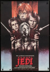 2d368 RETURN OF THE JEDI Polish 26x38 1984 completely different cast montage art by Dybowski!