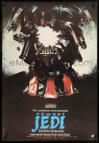 2d369 RETURN OF THE JEDI Polish 27x38 1984 different art of exploding Darth Vader by Dybowski!