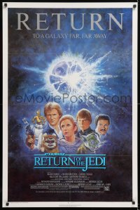 2d315 RETURN OF THE JEDI NSS style 1sh R1985 George Lucas classic, Mark Hamill, Ford, Tom Jung art!