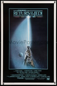 2d310 RETURN OF THE JEDI int'l 1sh 1983 George Lucas, art of hands holding lightsaber by Tim Reamer!