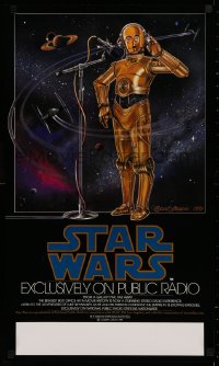 2d421 STAR WARS RADIO DRAMA radio poster 1981 art of C-3PO at microphone by Celia Strain!