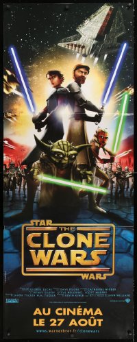 2d471 STAR WARS: THE CLONE WARS French standee 2008 Anakin Skywalker, Yoda, & Obi-Wan Kenobi!