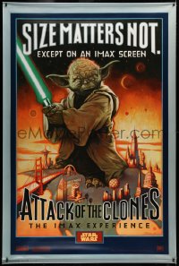 2d458 ATTACK OF THE CLONES style A IMAX vinyl banner 2002 Star Wars, art of Yoda, size matters not!