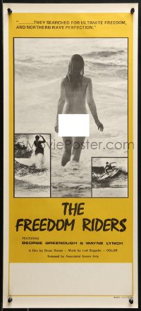 2f046 FREEDOM RIDERS Aust daybill 1972 completely naked Aussie surfer girl, yellow border design!