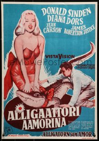 2f190 ALLIGATOR NAMED DAISY Finnish 1956 artwork of sexy Diana Dors in skimpy outfit, Jean Carson!