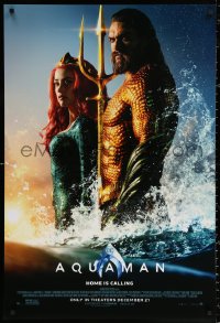2g449 AQUAMAN advance DS 1sh 2018 DC, Momoa in title role with sexy Amber Heard, home is calling!