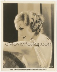 2h095 BABY FACE 8x10.25 still 1933 great profile of young Barbara Stanwyck in backless dress!