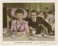 2h008 CRASH DIVE color-glos 8x10.25 still 1943 Tyrone Power flirting with Anne Baxter in restaurant!