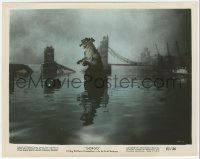 2h017 GORGO color 8x10 still 1961 monster's mom in water by London Bridge, cool special FX image!