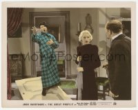 2h021 GREAT PROFILE color-glos 8x10.25 still 1940 John Barrymore standing on door, Mary Beth Hughes