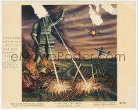 2h026 MYSTERIANS color 8x10 still #7 1959 fantastic art of monster attack by Lt. Col. Robert Rigg!