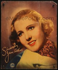 2k062 JEAN ARTHUR jumbo LC 1930s wonderful Columbia studio portrait with facsimile signature!