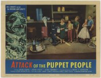 2m280 ATTACK OF THE PUPPET PEOPLE LC #4 1958 great image of six tiny people by giant plate & tools!