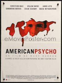 2p046 AMERICAN PSYCHO French 16x21 2000 bloody image of psychotic yuppie killer Christian Bale!