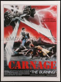2p052 BURNING French 16x21 1982 great summer camp giant scissor killer horror artwork by Ambrieu!