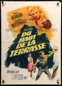 2p065 FROM THE TERRACE French 20x28 1960 artwork of Paul Newman & sexy Joanne Woodward!