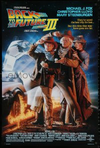 2r092 BACK TO THE FUTURE III DS 1sh 1990 Michael J. Fox, Chris Lloyd, Drew Struzan art!