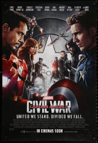 2r166 CAPTAIN AMERICA: CIVIL WAR int'l advance DS 1sh 2016 Marvel, Evans, Downey!