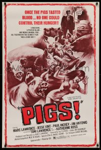 2r217 DADDY'S DEADLY DARLING 1sh 1972 art of wacky killer PIGS, no one could control their hunger!
