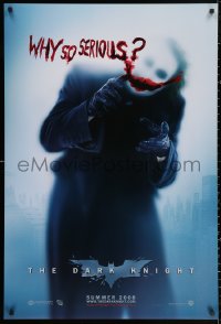2r224 DARK KNIGHT teaser DS 1sh 2008 great image of Heath Ledger as the Joker, why so serious?