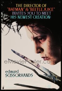 2r278 EDWARD SCISSORHANDS 1sh 1990 Tim Burton classic, best close up of scarred Johnny Depp!