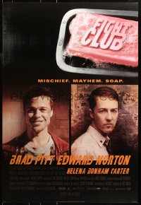 2r302 FIGHT CLUB advance DS 1sh 1999 portraits of Edward Norton and Brad Pitt & bar of soap!