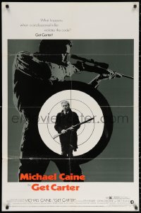2r331 GET CARTER 1sh 1971 cool different image of Michael Caine w/ shotgun & sniper with rifle!