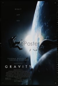 2r369 GRAVITY advance DS 1sh 2013 October style, Sandra Bullock & George Clooney, don't let go!