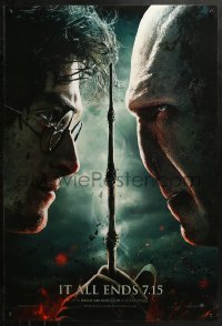 2r394 HARRY POTTER & THE DEATHLY HALLOWS PART 2 teaser DS 1sh 2011 Radcliffe & Fiennes face-off!