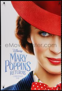 2r593 MARY POPPINS RETURNS teaser DS 1sh 2018 Disney sequel, close-up of Emily Blunt in title role!