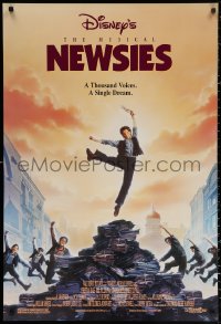 2r643 NEWSIES DS 1sh 1992 Disney newsboy Christian Bale, great art by John Alvin!