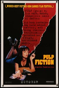 2r710 PULP FICTION teaser 1sh 1994 Quentin Tarantino, close up of sexy Uma Thurman smoking!