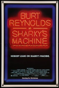2r773 SHARKY'S MACHINE advance 1sh 1981 Burt Reynolds, Vittorio Gassman, great neon sign image!