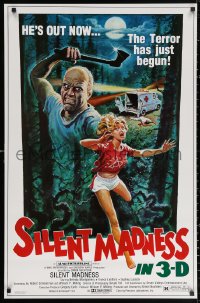 2r782 SILENT MADNESS 1sh 1984 3D psycho, cool horror art, the terror has just begun!